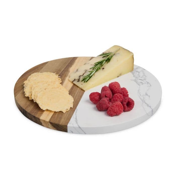 Maison du Fromage Round Cultured Marble & Wood Cheese Board