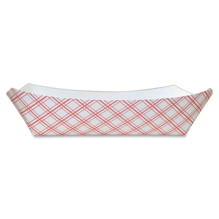 This is a paper food tray with a 2lb capacity, constructed from paperboard and designed for disposable use, 4/250 cs